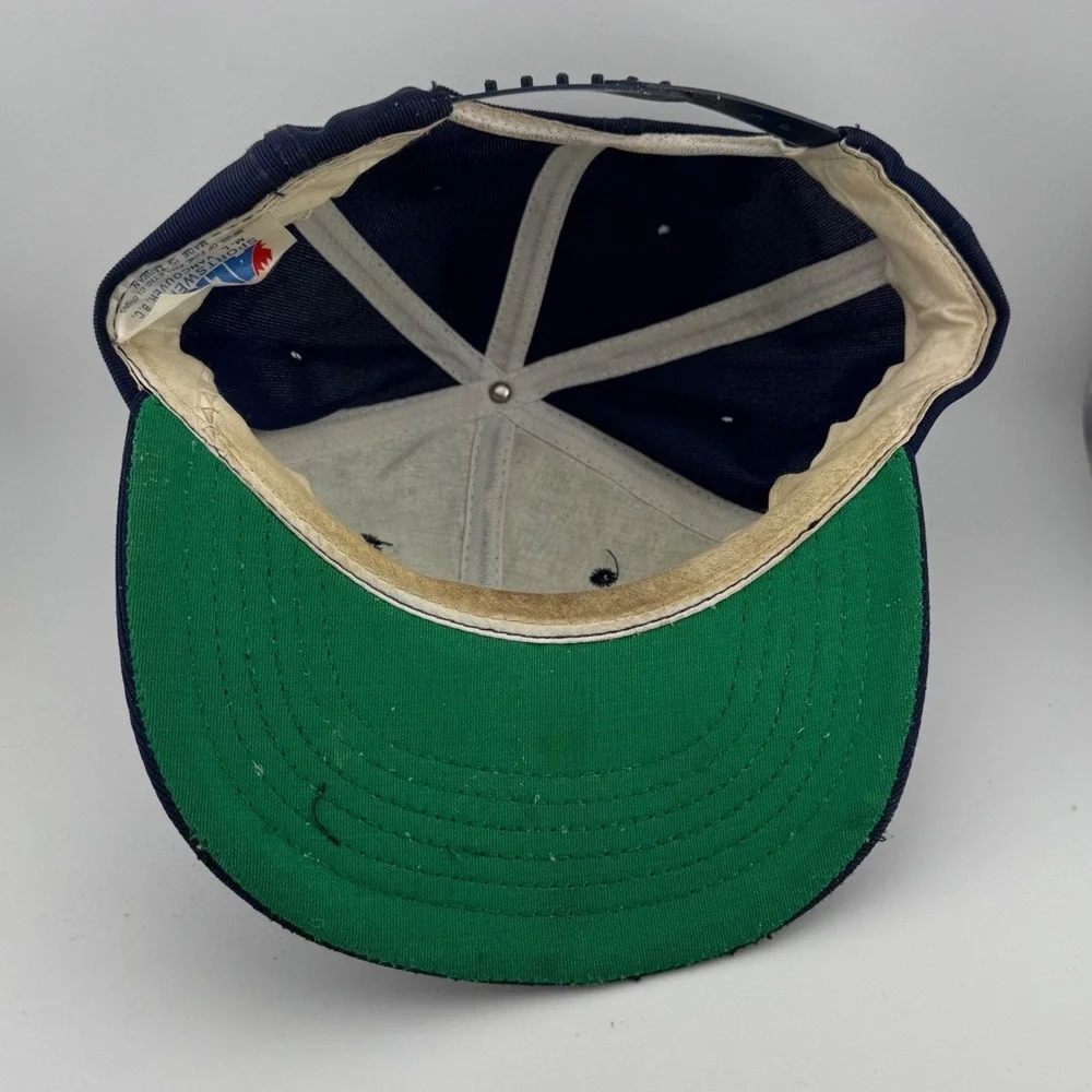 Vintage Anlin Welding Patch Alpha Sportswear Trucker Hat‎ OSFA Navy Blue